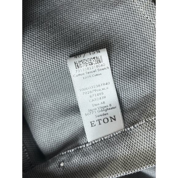Eton‎ Contemporary Dress Shirt Mens Size 15 3/4 40 Gray Stretch Button Up Cotton - Picture 9 of 11